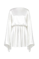 Izakova Nina white mini dress displayed on a hanger with a fitted silhouette and sleeveless design, perfect for casual or summer wear.
