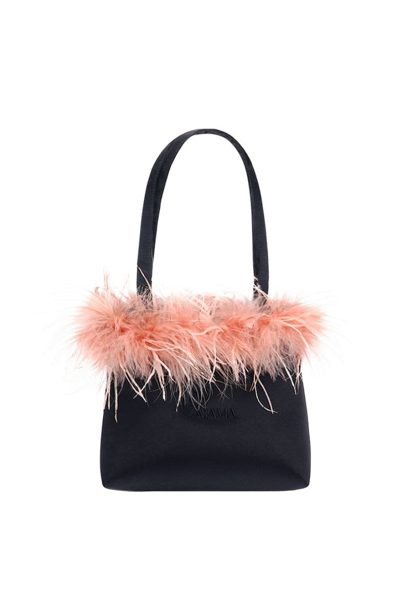 RICH BLACK GLAM SILK HANDBAG WITH FEATHERS | Not Just Pajama | CULT MIA