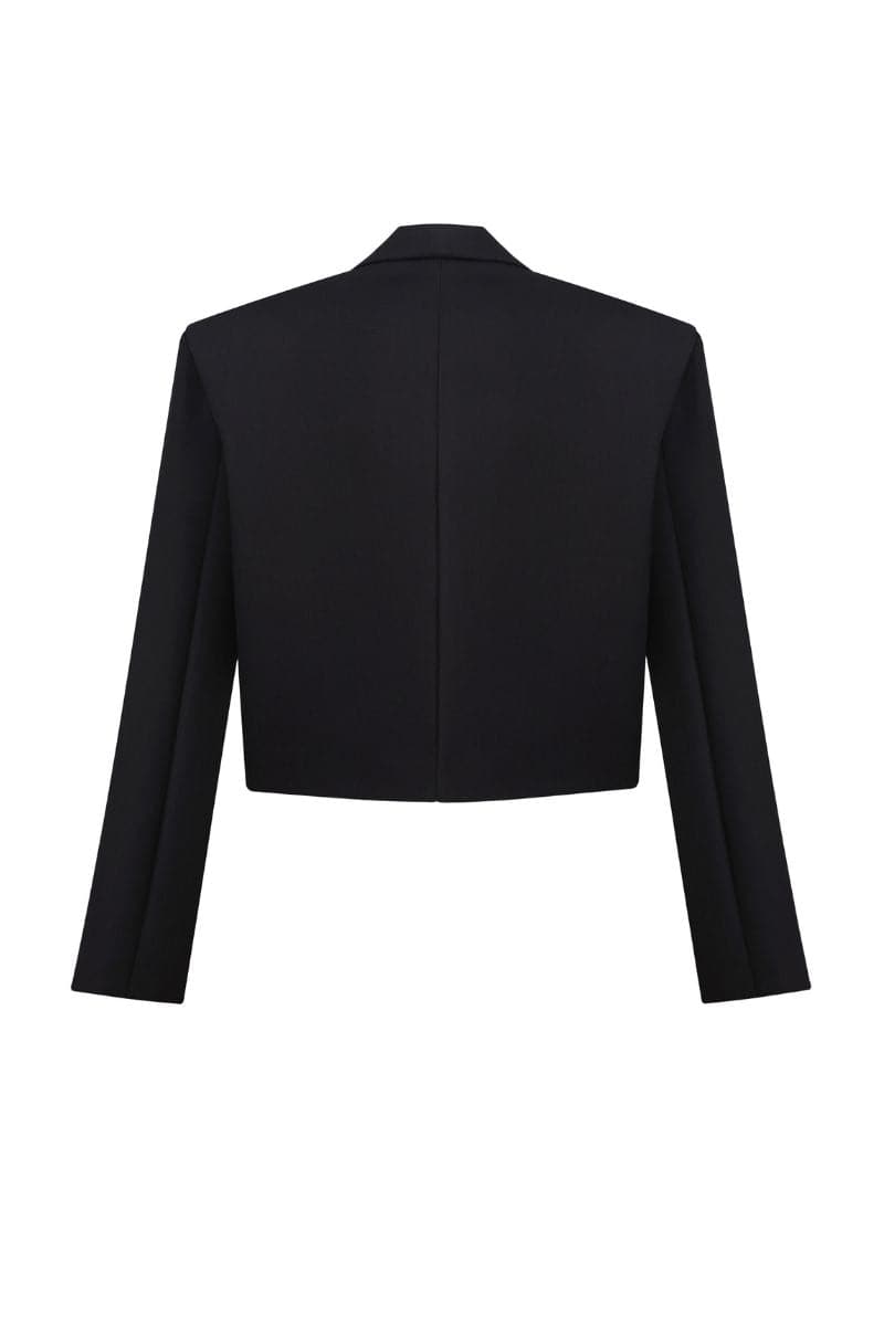 CROPPED SPIRAL BLACK AND SILVER BLAZER | Nué Studio | CULT MIA