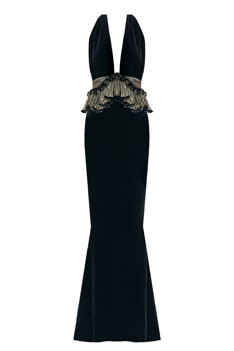 SAVOY V-NECK FISHTAIL GOWN | Nur Karaata | CULT MIA