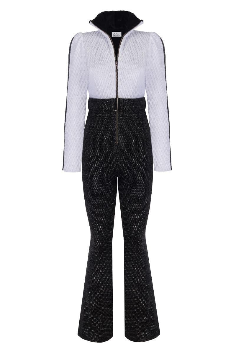 WHITE AND BLACK ONE-PIECE SKI SUIT | Nur Karaata | CULT MIA