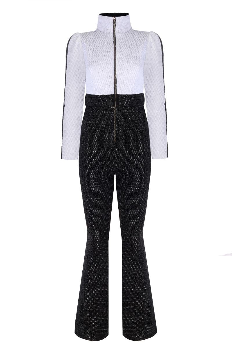 WHITE AND BLACK ONE-PIECE SKI SUIT | Nur Karaata | CULT MIA