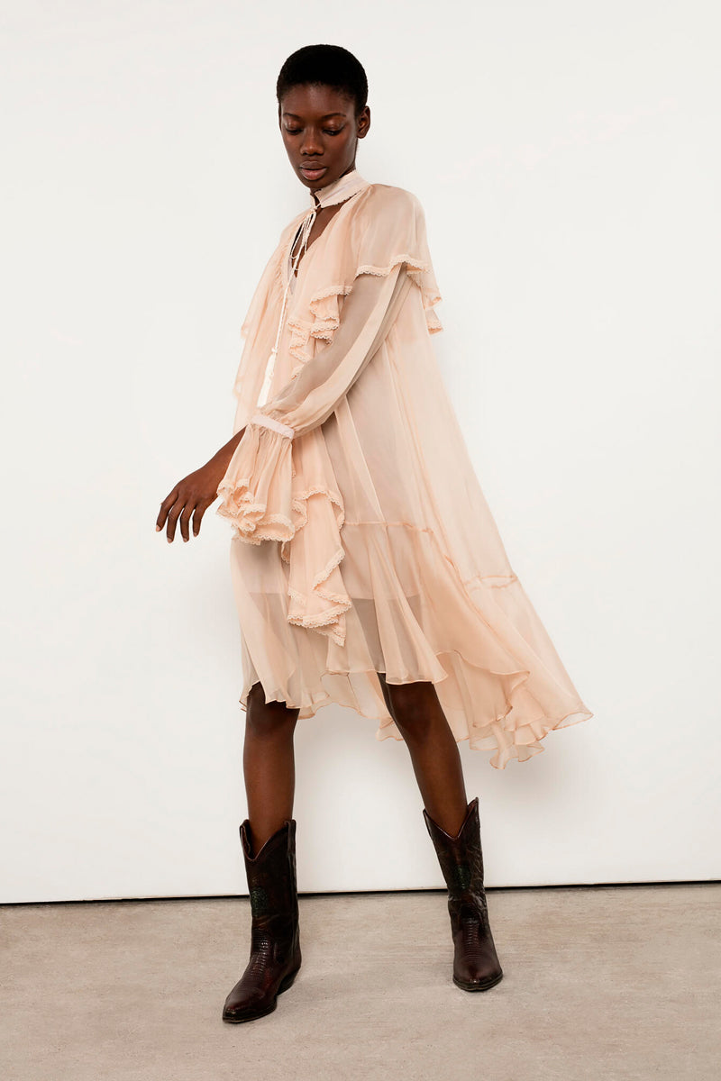 OCEAN OF THE TENDERNESS MIDI DRESS IN BEIGE - CULT MIA