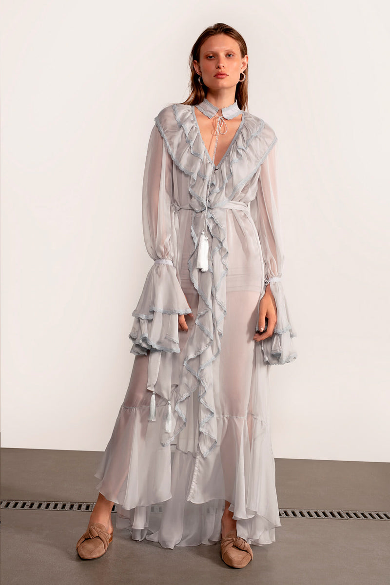 OCEAN OF THE TENDERNESS MAXI DRESS IN LIGHT BLUE GRAY - CULT MIA