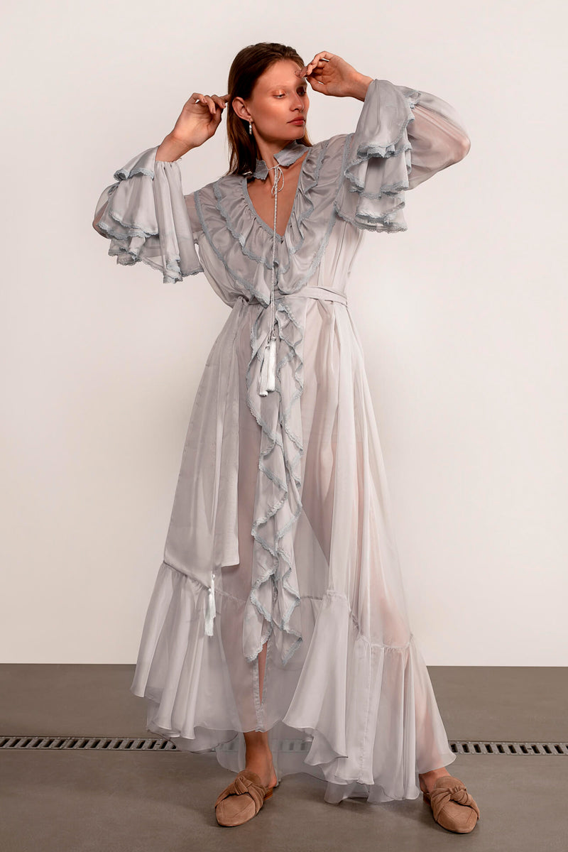 OCEAN OF THE TENDERNESS MAXI DRESS IN LIGHT BLUE GRAY - CULT MIA