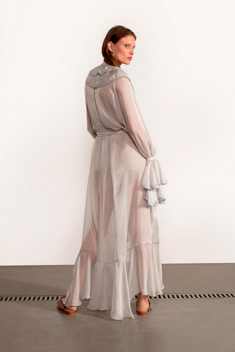 OCEAN OF THE TENDERNESS MAXI DRESS IN LIGHT BLUE GRAY - CULT MIA