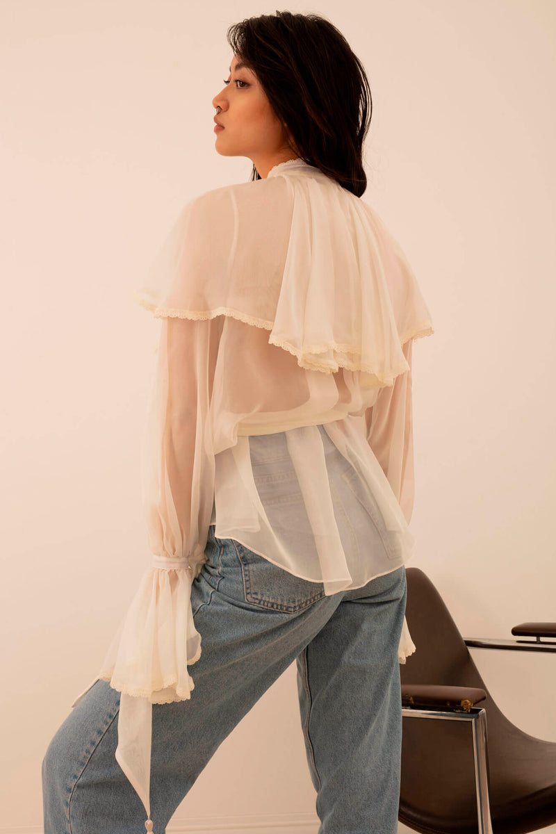OCEAN OF THE TENDERNESS BLOUSE IN MILKY WHITE - CULT MIA