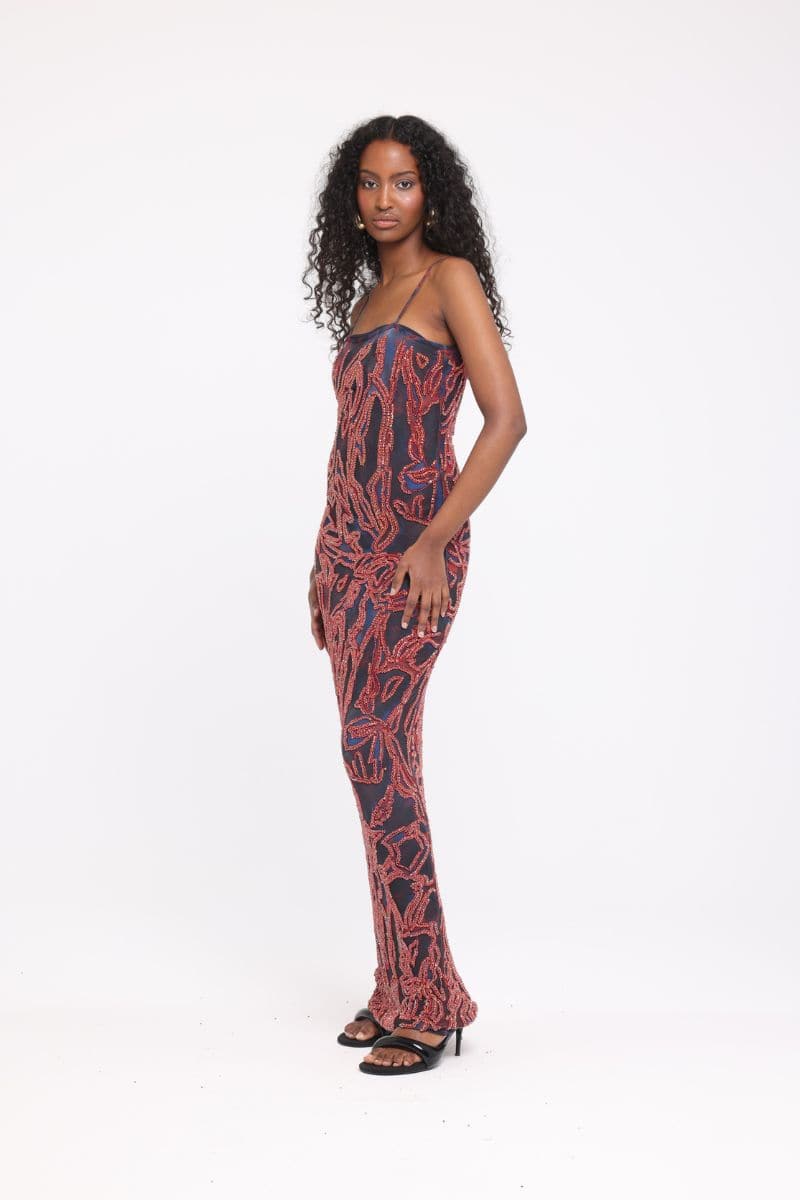 ZUWA BLUE AND RED SLIP MAXI DRESS | CULT MIA | Onalaja ZUWA BLUE AND RED SLIP MAXI DRESS | CULT MIA | Onalaja