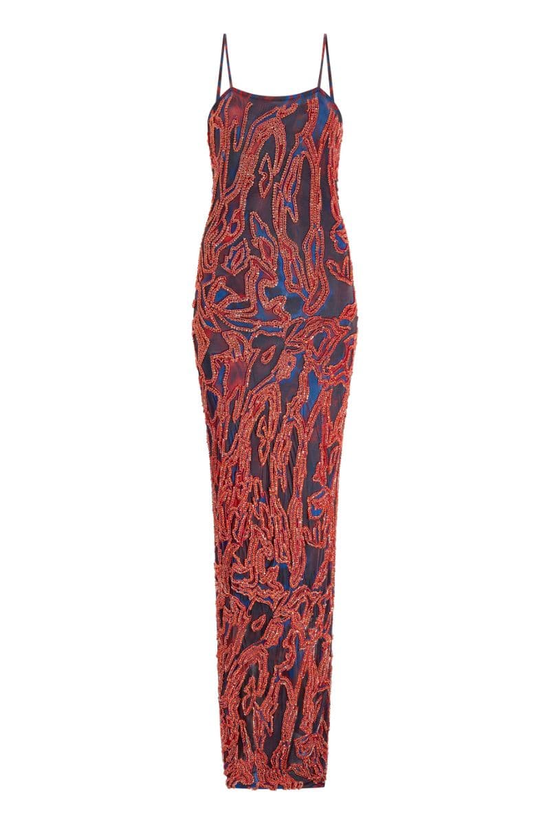 ZUWA BLUE AND RED SLIP MAXI DRESS | Onalaja | CULT MIA