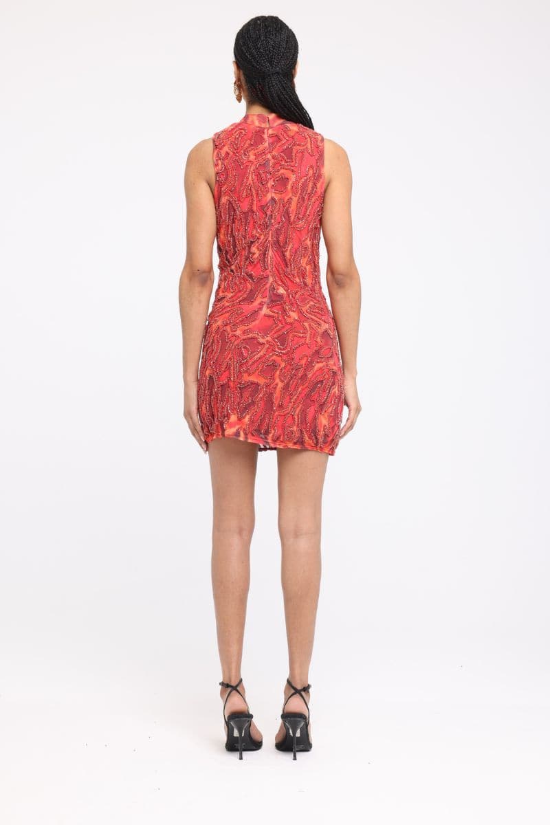 ZUWA RED AND ORANGE SLEEVELESS MINI DRESS | Onalaja | CULT MIA