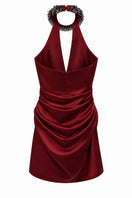 Urban Muse burgundy mini dress with onyx embellishments, stylish and elegant for special occasions.
