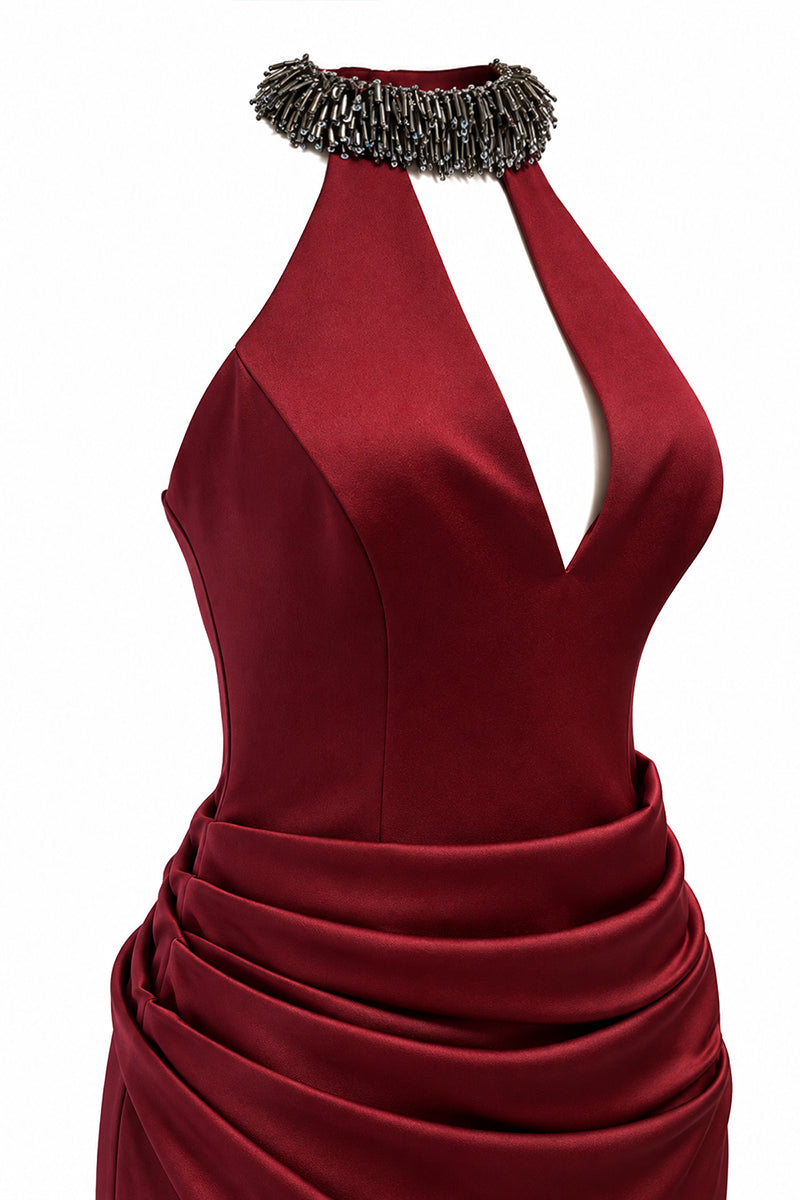 Urban Muse burgundy mini dress with Onyx embellishments, stylish and elegant for special occasions.