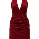 Urban Muse burgundy mini dress with onyx embellishments, featuring a stylish and elegant design perfect for special occasions.