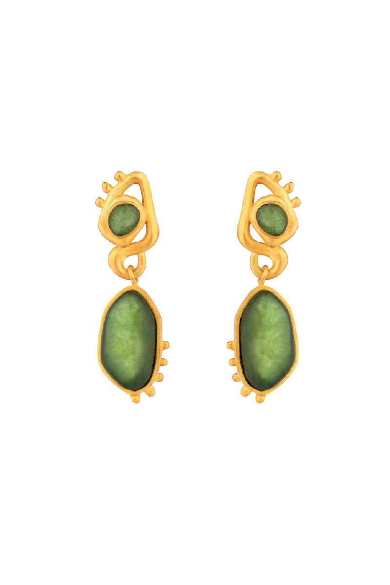 OPHELIA EARRINGS IN GOLD AND GREEN - CULT MIA