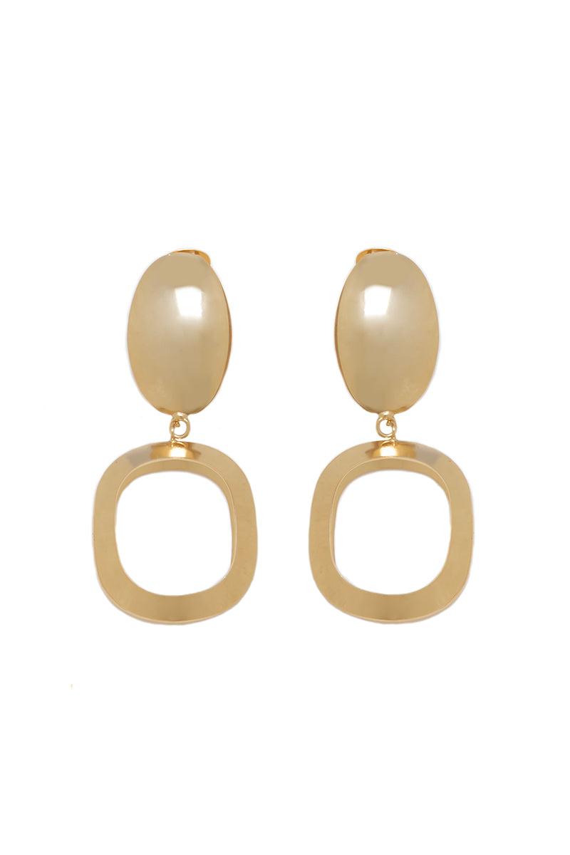 Gold earrings named Hazel by Silvia Gnecchi featuring a sleek, modern design with elegant detailing.