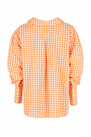 Back view of a TAGG orange gingham oversized shirt, showcasing the relaxed fit and classic pattern.