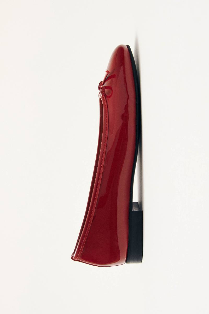 ORIANA ONIX RED LEATHER BALLET FLATS - CULT MIA