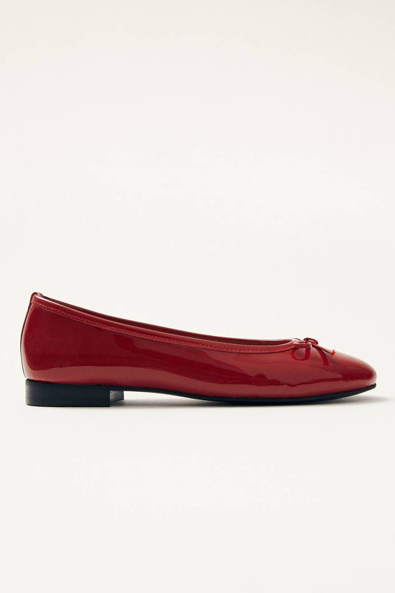 ORIANA ONIX RED LEATHER BALLET FLATS - CULT MIA