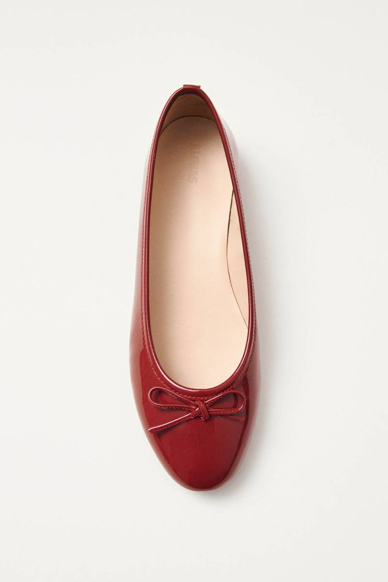 ORIANA ONIX RED LEATHER BALLET FLATS - CULT MIA