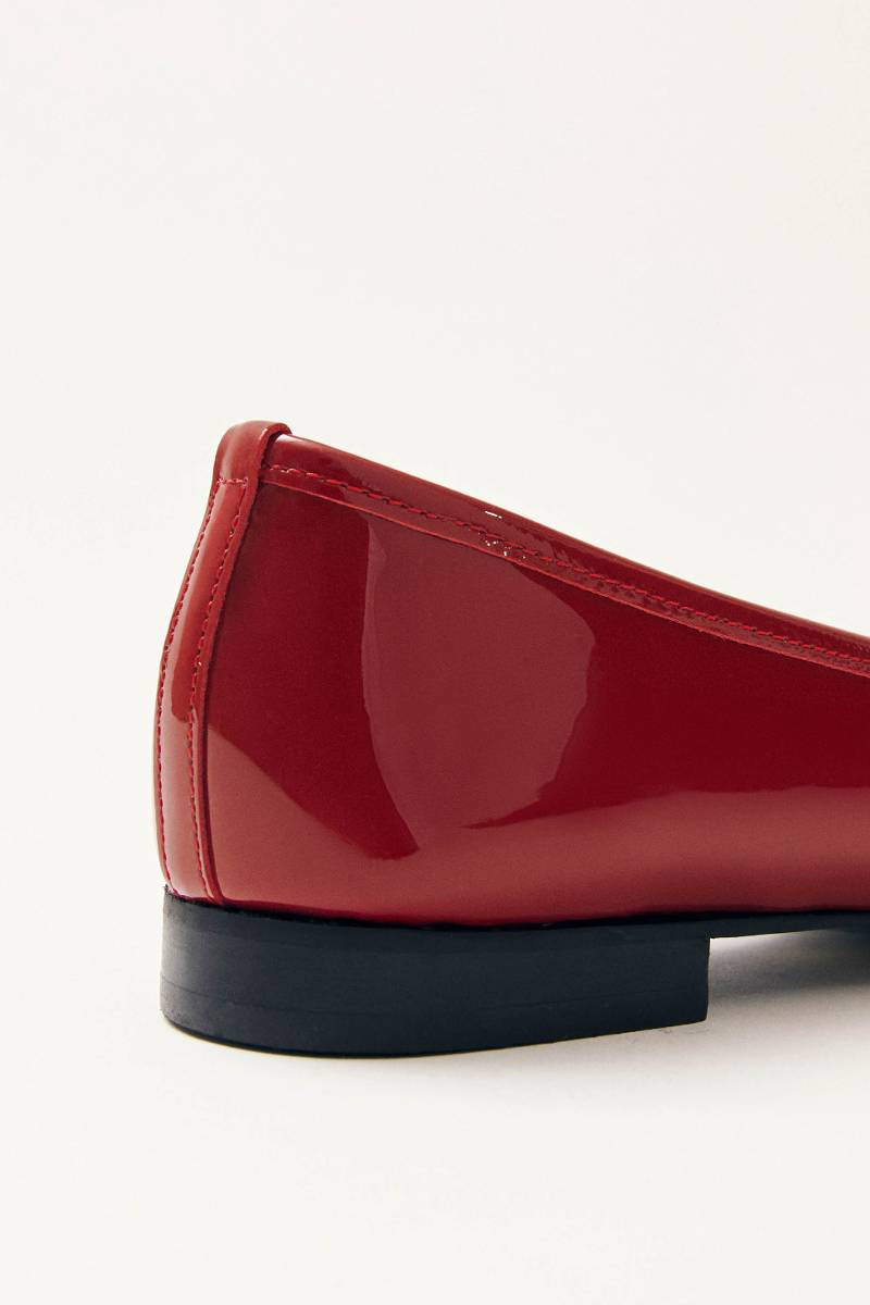 ORIANA ONIX RED LEATHER BALLET FLATS - CULT MIA