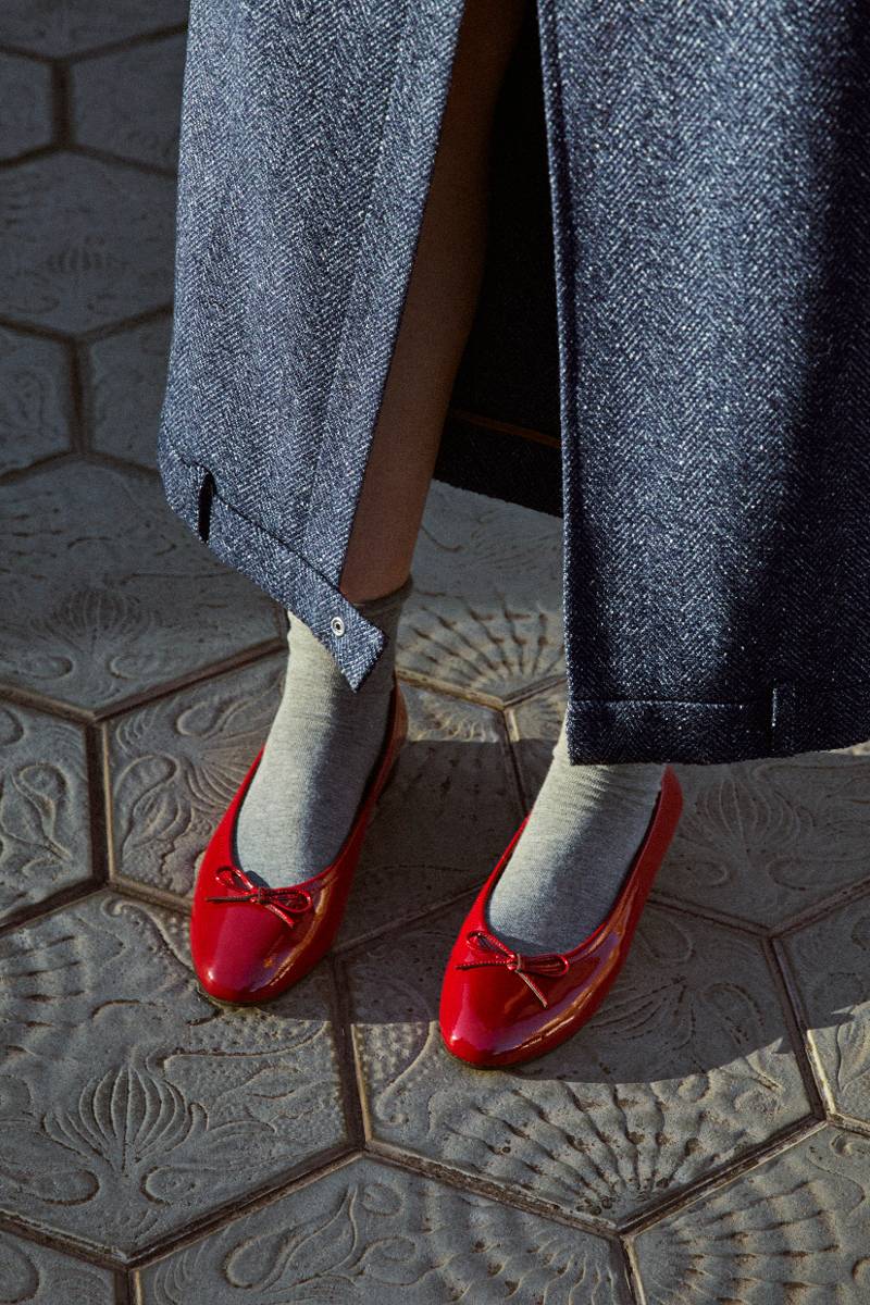 ORIANA ONIX RED LEATHER BALLET FLATS - CULT MIA