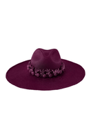 Burgundy Pájara Pinta Amor de Mis Amores hat in one size, stylish wide-brim hat made of soft fabric.