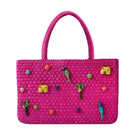 Pink Pajarita tote bag by Pájara Pinta, stylish shoulder bag with woven design, perfect for casual outings.