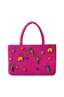 Pink Pajarita tote bag by Pájara Pinta, stylish shoulder bag with woven design, perfect for casual outings.