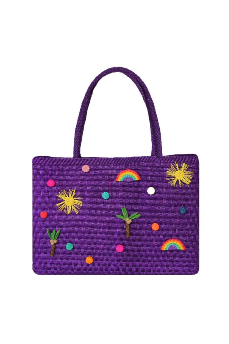 Purple Pajarita Pájara Pinta tote bag, shoulder bag with woven design, stylish accessory from Pájara Pinta.
