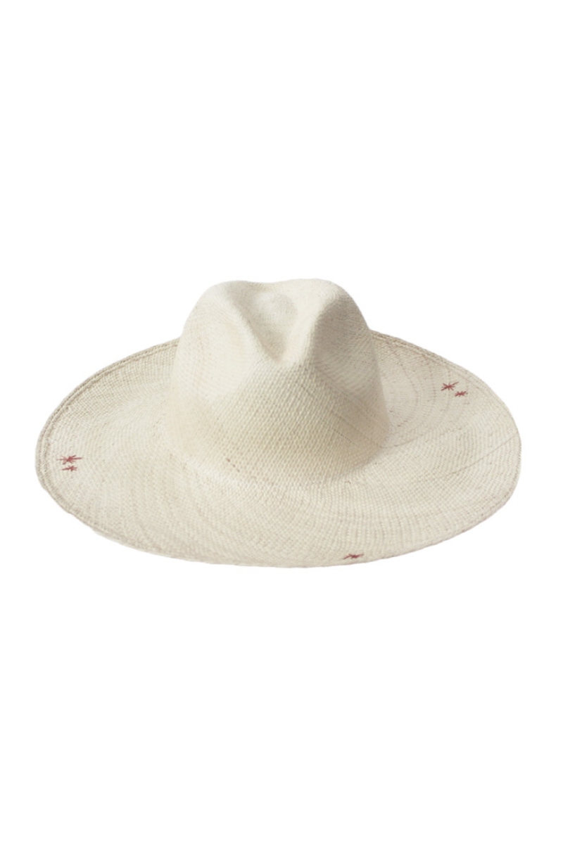 Pájara Pinta Eduardo white hat, stylish wide-brim hat made of natural material, one size, perfect for sunny days