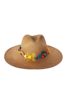 Beige Pájara Pinta Happy Hat with wide brim and adjustable strap, casual style for sun protection and outdoor wear.