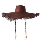 Pájara Pinta Holiday Iraca Palm Sun Hat in chocolate color, featuring wide brim and stylish design for sun protection.