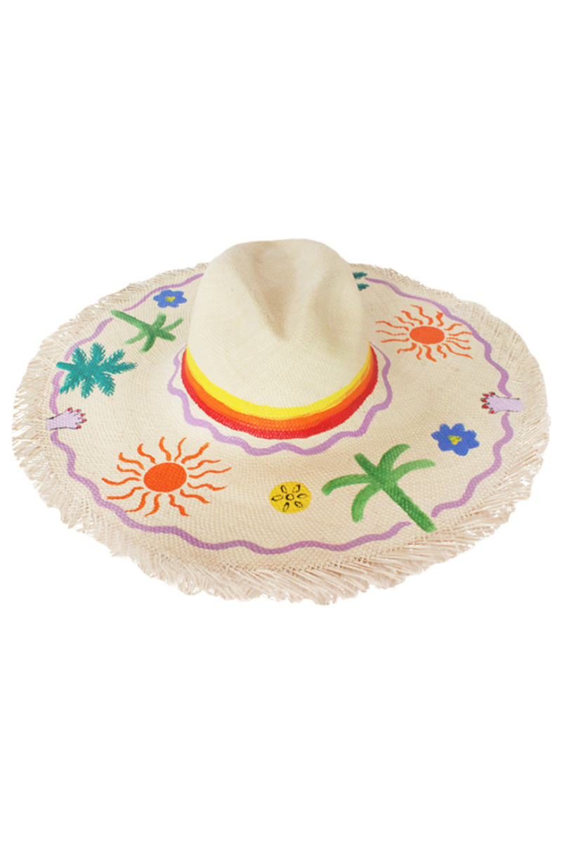 Pájara Pinta New World Hat, wide-brimmed hat in colorful woven design, one size fits most, stylish sun protection accessory.