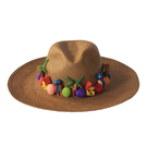 Beige Pajarito Paja Pinta hat with wide brim and natural straw texture, one size, stylish sun protection accessory.