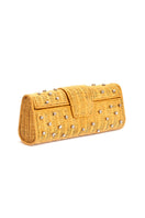 Emm Kuo Paloma Raffaia evening clutch in woven wicker with elegant design and natural finish, perfect for formal events.