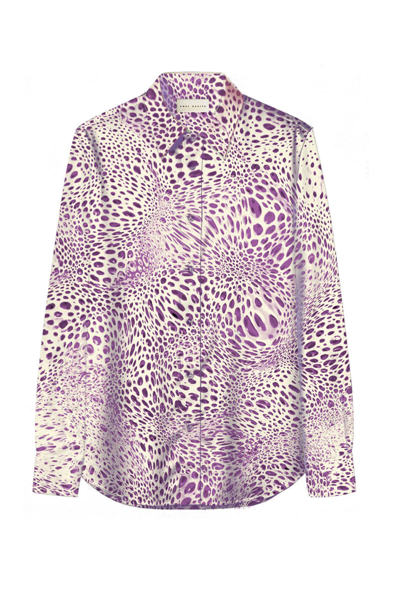 Amel Batita Parm Moussard silk shirt featuring a stylish design, shown in a close-up image highlighting fabric and detailing.