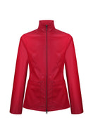 Red leather jacket from Sayya featuring a classic design and stylish fit, perfect for a trendy, bold look.