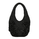 Black Pinet Mini Shoulder Bag by Emm Kuo, featuring a sleek compact design with a top handle and shoulder strap.