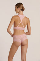 Pink and blue Luciela lingerie set with a bralette and boyshorts, featuring delicate lace details and comfortable fit.