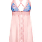 Pink lace Poppy Baby Doll underwear by Luciela, featuring delicate floral lace and soft fabric for a feminine, comfortable fit.