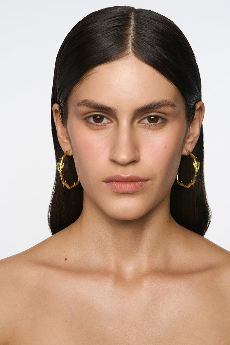 LEAF HOOPS IN GOLD - CULT MIA