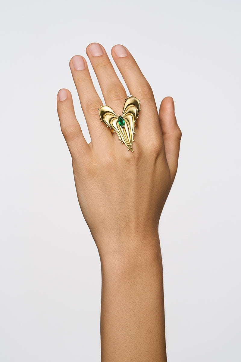 Gold leaf ring by Poché featuring a delicate, nature-inspired design perfect for elegant jewelry collection.