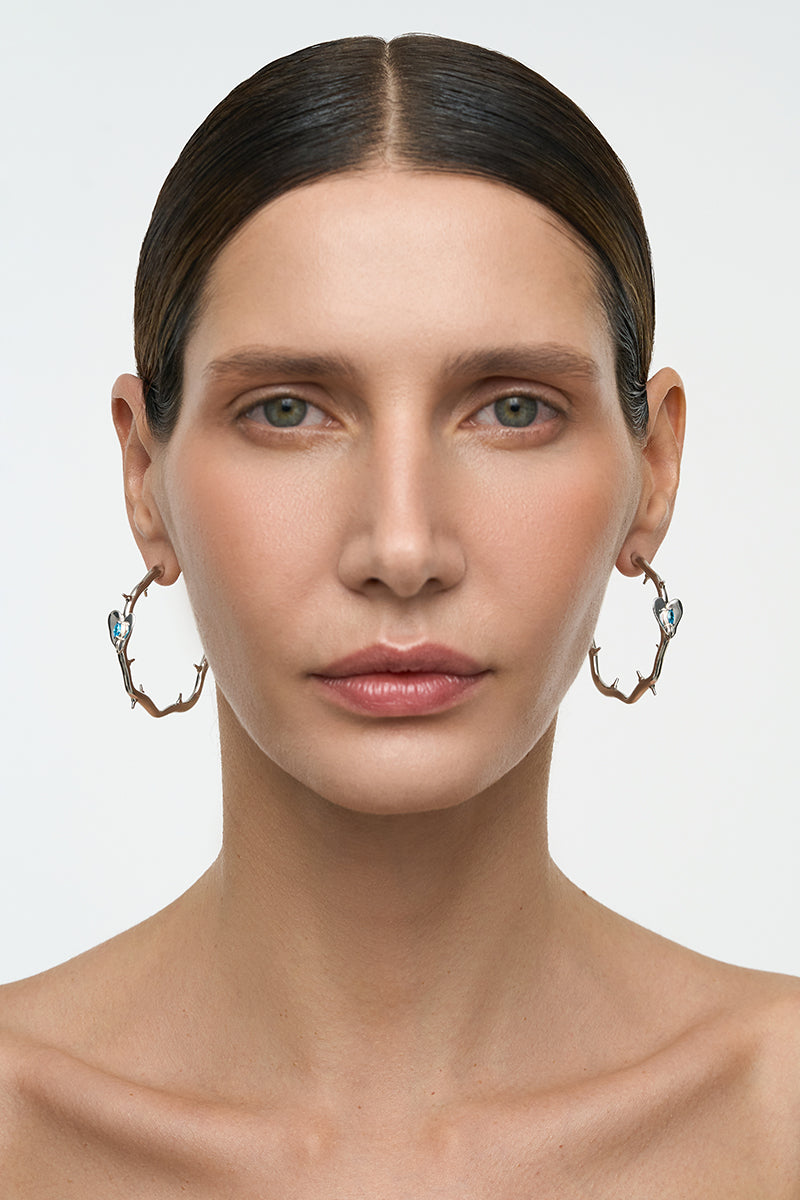 LEAF HOOPS IN SILVER - CULT MIA