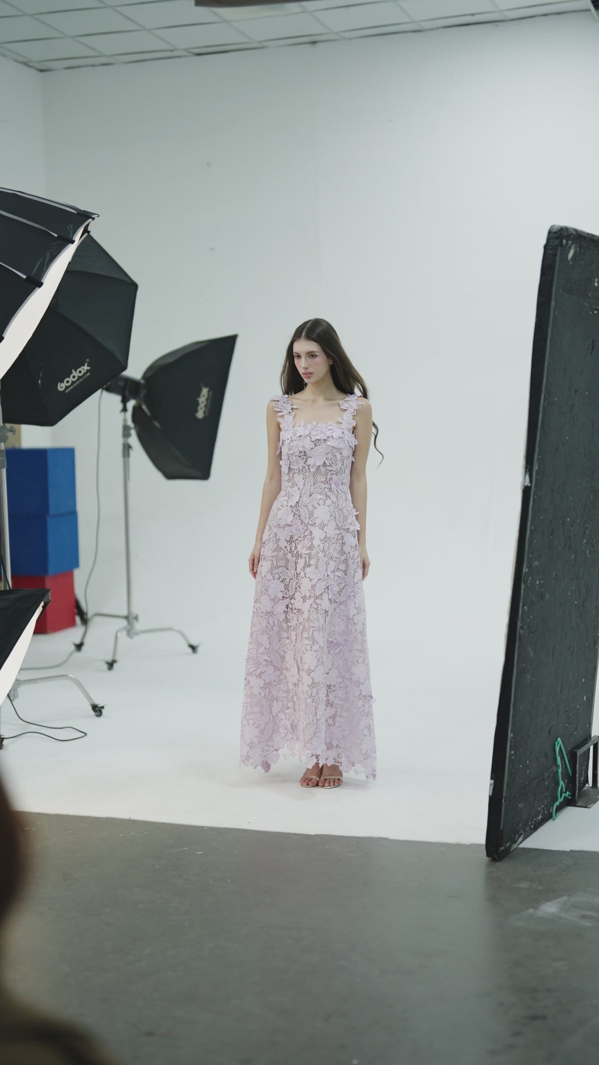 CULT MIA X I.H.F STUDIO FLORAL GARDEN IVROY LACE A-LINE MAXI DRESS