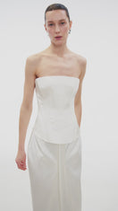 IVORY SATIN MIDI SKIRT