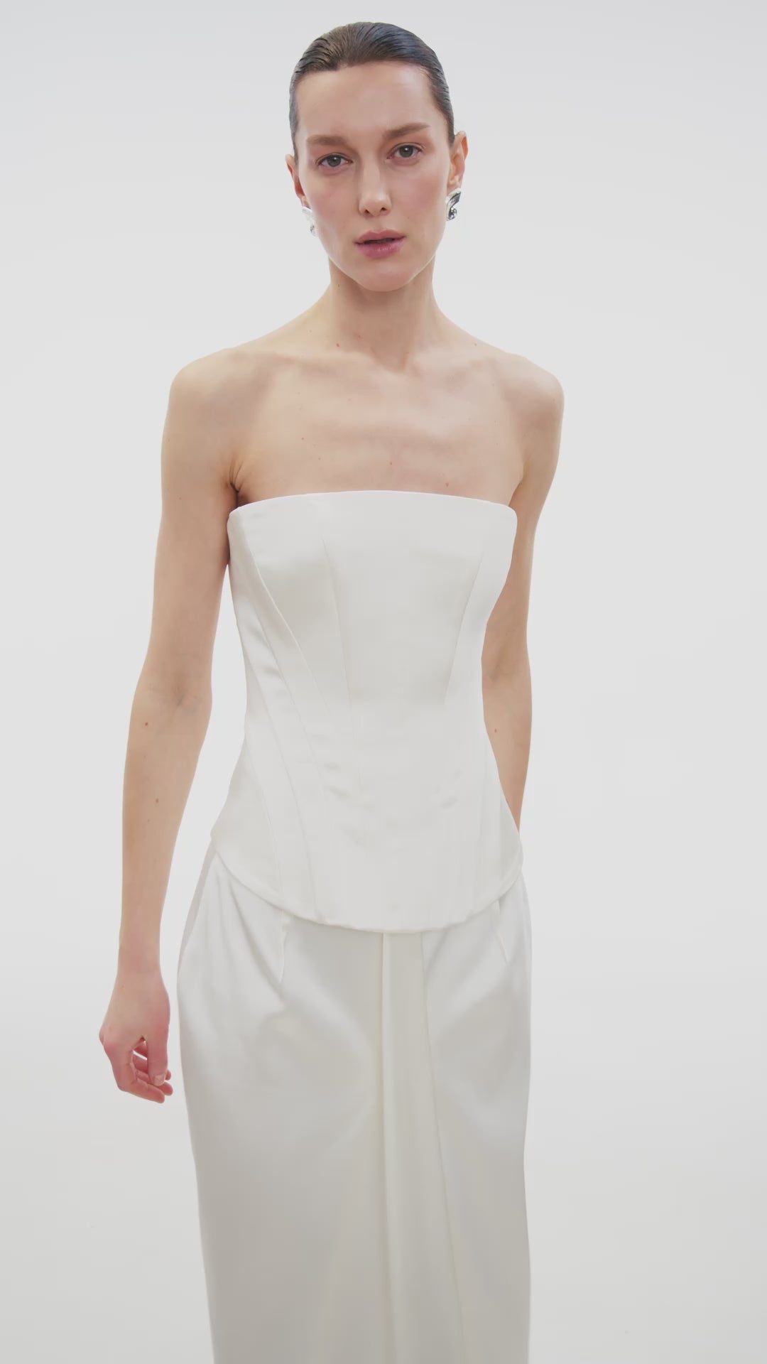 IVORY SATIN MIDI SKIRT