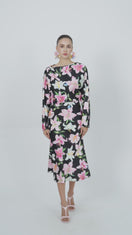 LONG SLEEVE MIDI DRESS IN MULTICOLOR