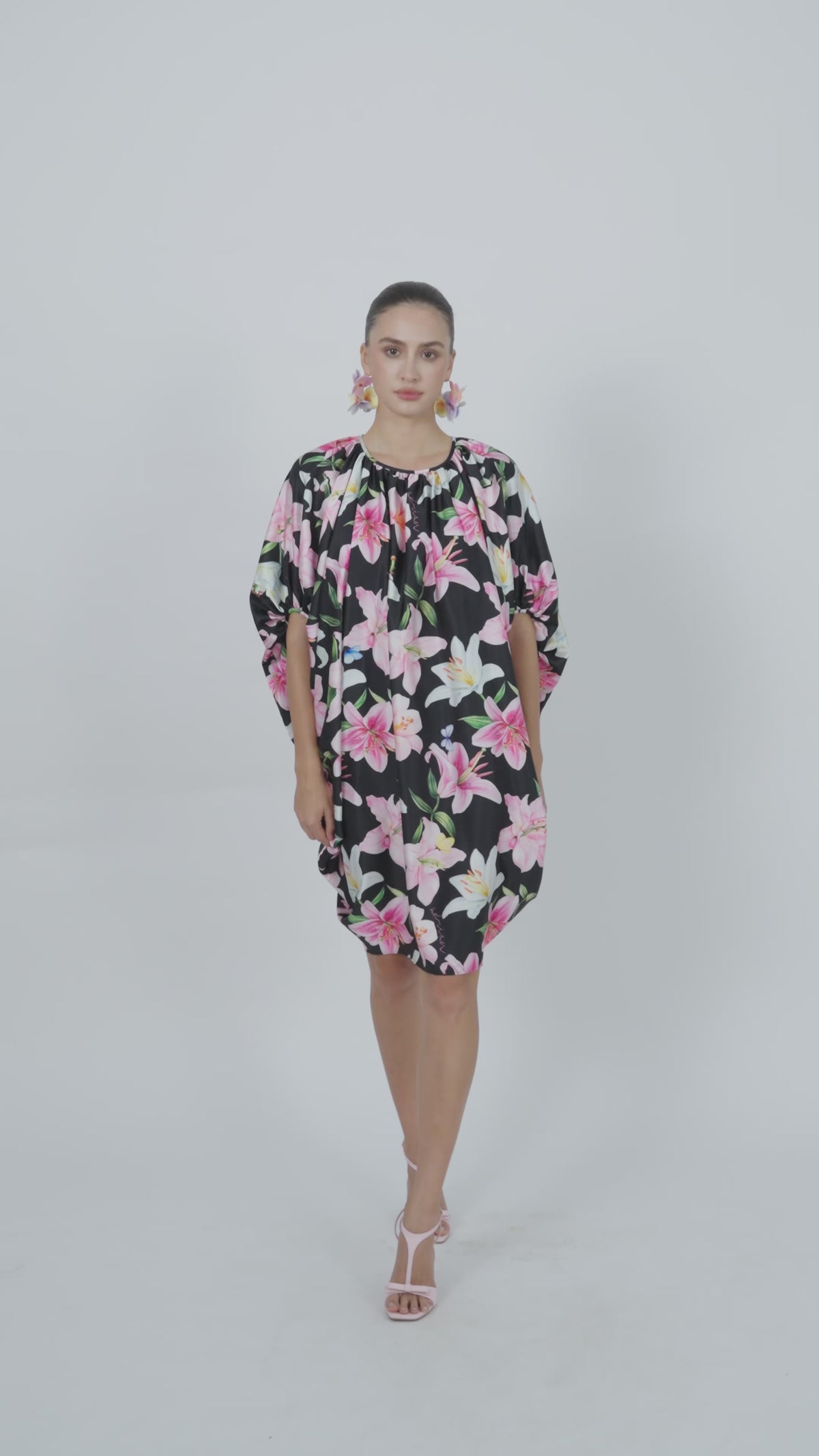 ROBE BALLON NOIRE MULTICOLORE