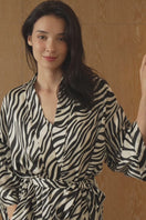 JUNGLE ZEBRA PRINT WOMEN'S SILK ROBE IN ZEBRA PRINT