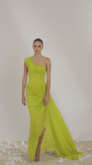 ROBE DRAPÉE CITRON VERT